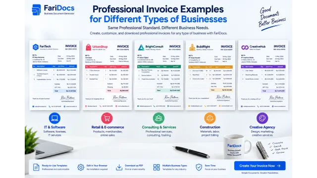 Contoh Invoice Tagihan Profesional untuk Berbagai Jenis Usaha