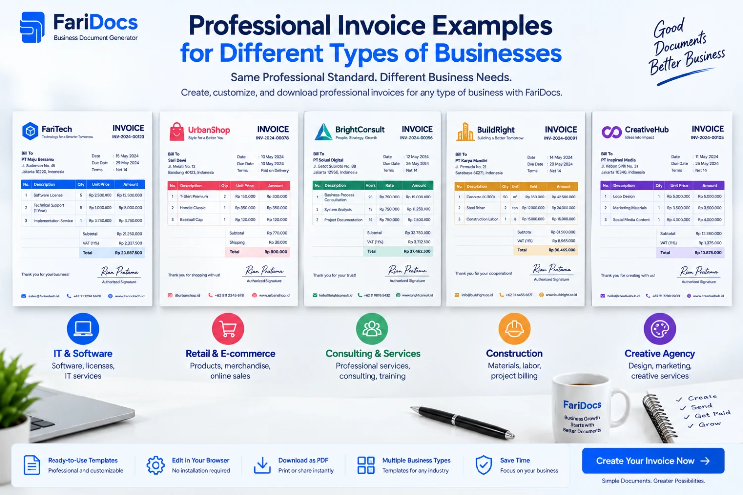 Contoh Invoice Tagihan Profesional untuk Berbagai Jenis Usaha