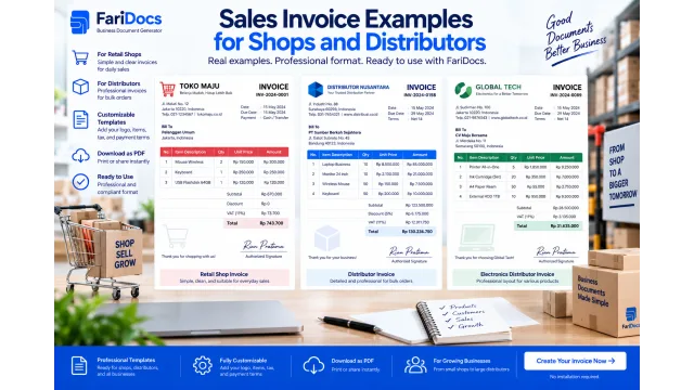 Contoh Invoice Penjualan Barang untuk Toko dan Distributor