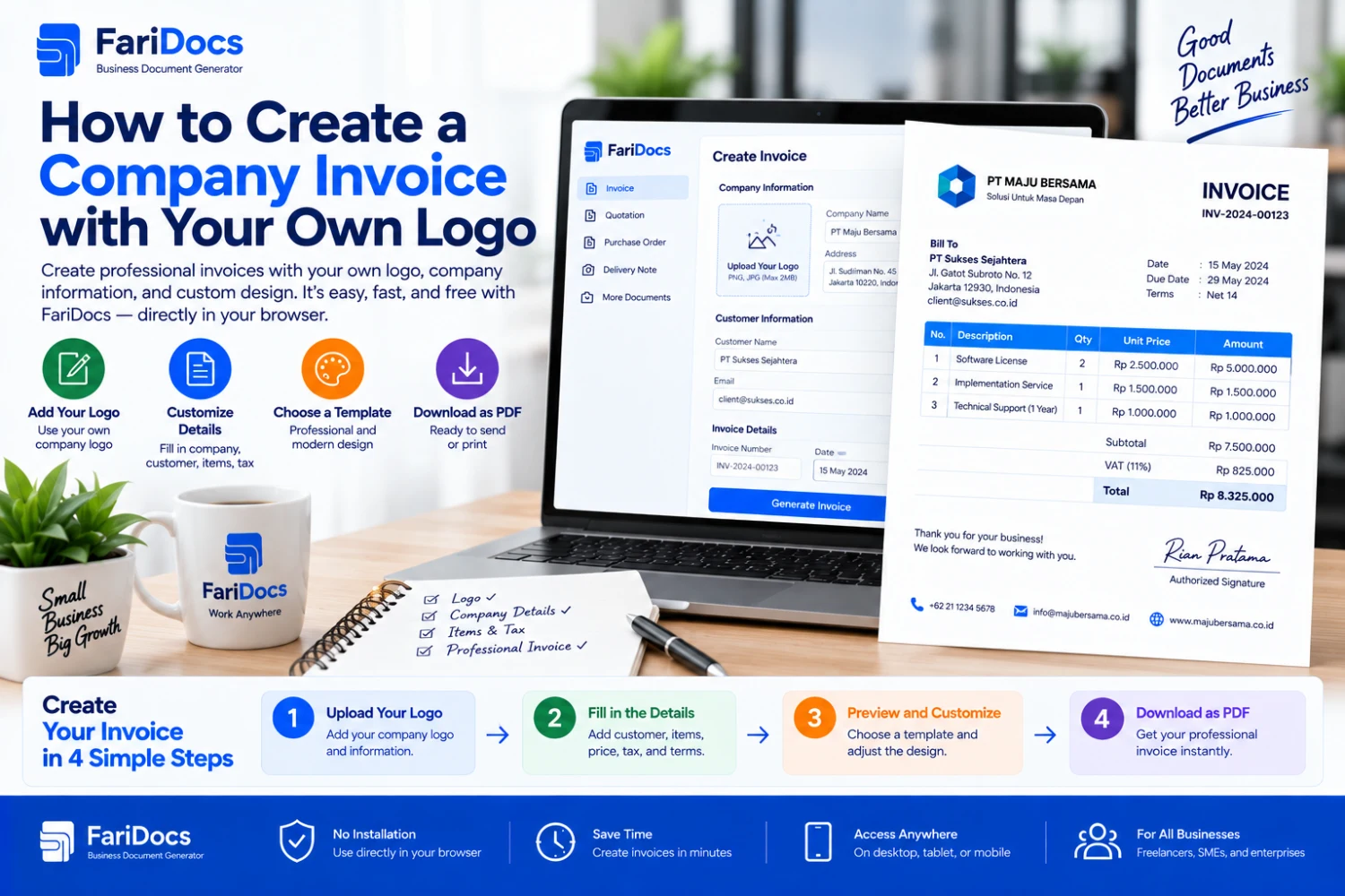 Cara Membuat Invoice Perusahaan dengan Logo Sendiri