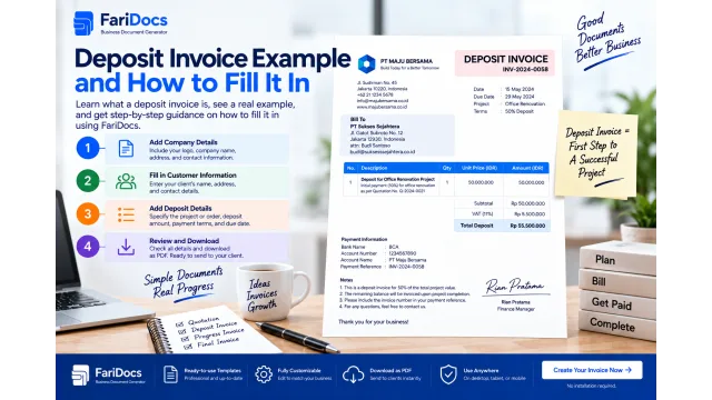 Contoh Invoice DP atau Uang Muka dan Cara Mengisinya
